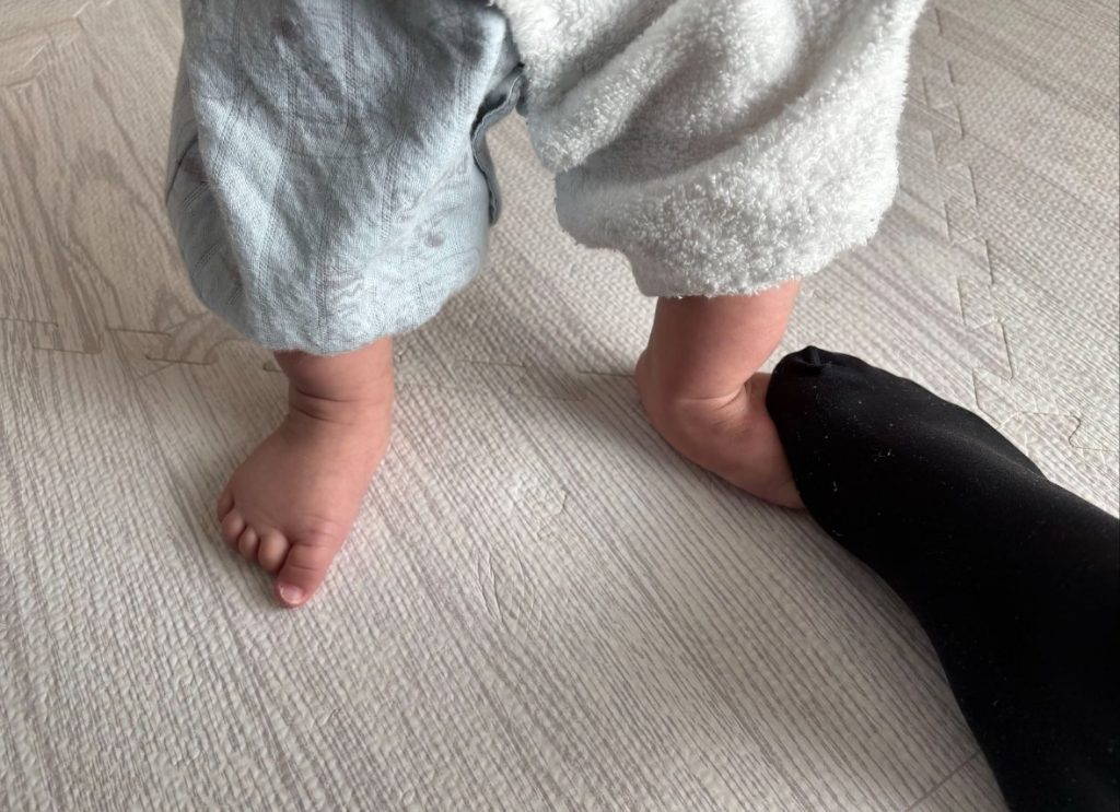 左足で突っ張る練習